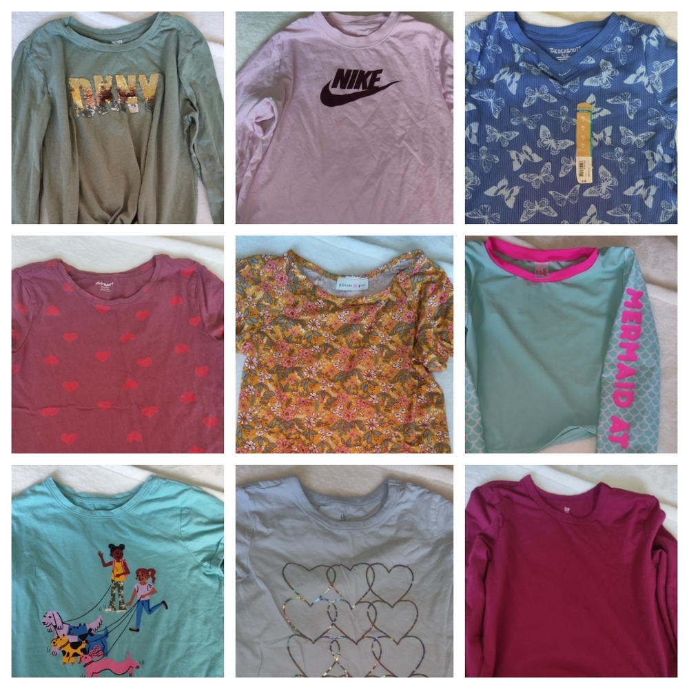 9 Pcs Girl's Tops Sz 14-16 DKNY Nike Old Navy Gap Etc Lot Variety Multicolor